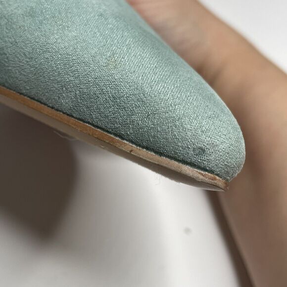 Qupid Light Green Wrap Ankle Strap Faux Suede Pointed Toe Stiletto Heels Size 10 - Picture 11 of 12